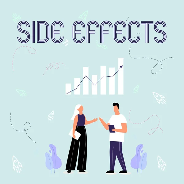 Text caption presenting Side Effects. Business approach An unintended negative reaction to a medicine and treatment Illustration Of Partners Sharing Wonderful Ideas For Skill Improvement.