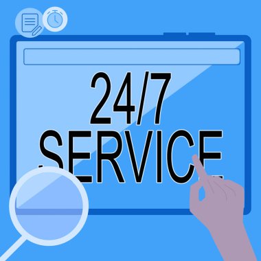 Kavramsal başlık 24 ya da 7 Servis. İş vitrinleri her zaman kesintisiz olarak çalışır. Yeni İnanılmaz Fikirler İçin Büyük Tablet Arama Planları kullanılıyor.