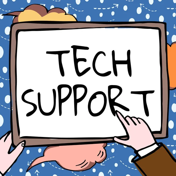 Handwriting text Tech Support. Internet Concept Assisting individuals who are having technical problems Hands Holding Paper Showing New Ideas Surrounded With Stars. — Stock Photo, Image