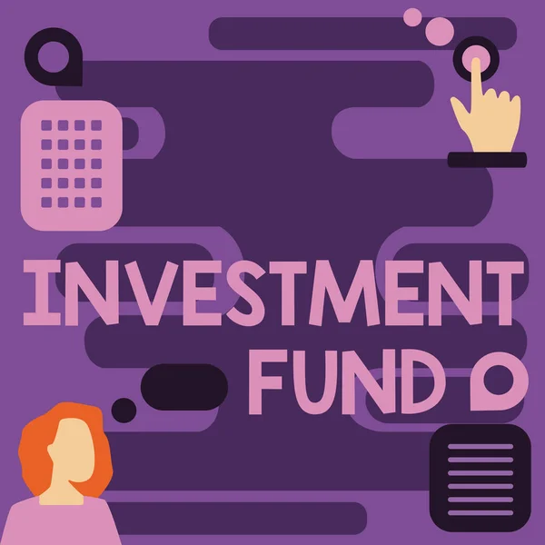 Κείμενο που δείχνει έμπνευση Ταμείο Επενδύσεων. Λέξη για μια προσφορά κεφαλαίου που ανήκει σε πολλούς επενδυτές Γυναίκα Καινοτόμος σκέψη οδηγώντας ιδέες προς ένα σταθερό μέλλον. — Φωτογραφία Αρχείου