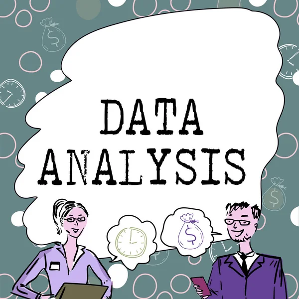 Tekst met inspiratie Data Analysis. Bedrijfsconcept Vertaal cijfers naar Analytische Conclusie Prognoses Teamleden op zoek naar whiteboard Brainstorming Nieuwe oplossingen. — Stockfoto