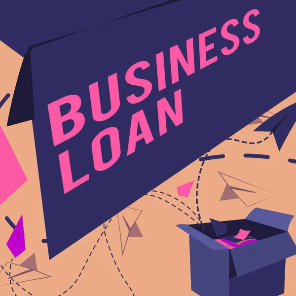 Χέρι εγγράφως υπογράψει Business Loan. Επιχειρηματική ιδέα Πιστωτική Στεγαστική Οικονομική Βοήθεια Προκαταβολές Χρέους Ανοικτό Κουτί με Ιπτάμενα Χάρτινα Αεροπλάνα Παρουσιάζοντας Νέες Ελεύθερες Ιδέες — Φωτογραφία Αρχείου