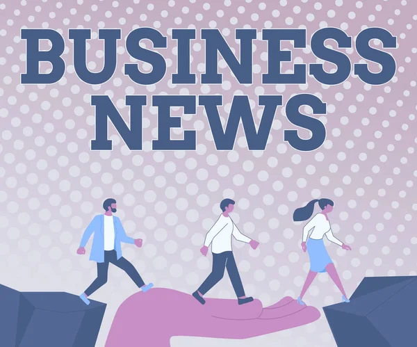 Text zobrazující inspiraci Business News. Obchodní nápad Obchodní sdělení Zpráva o obchodu Aktualizace trhu Corporate Insight Colleagues Crossing Překážky Ruční most Prezentace týmové spolupráce. — Stock fotografie