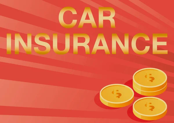 현재는 자동차 보험에 가입되어 있다. ( 영어 ) 인터넷 컨셉트 사고 커버리지 - 포괄적 정책 자동차 자동차 Guaranty Coins 심볼 미래 금융 계획을 성공적으로 계산 함. — 스톡 사진