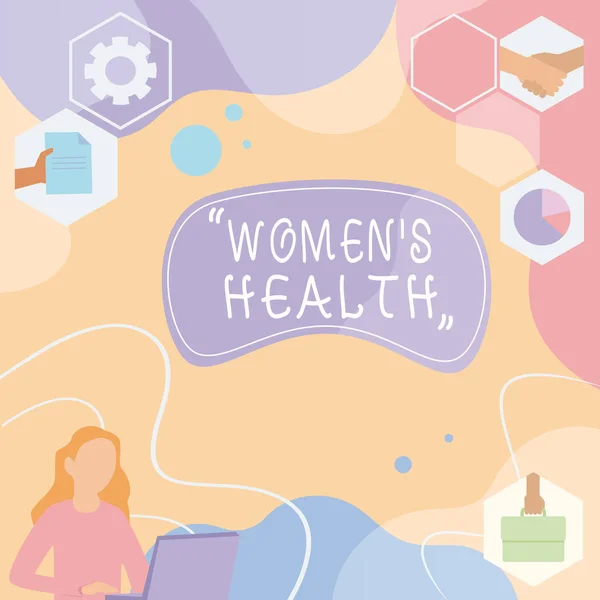 Kadın Sağlığı işaretini gösteren bir ilham. İnternet Kavramı Kadınları, İstikrarlı Geleceğe Yönelik Fikirlere Yönelik Yenilikçi Kadın Hastalıklarından kaçınmanın fiziksel sağlık sonucudur. — Stok fotoğraf
