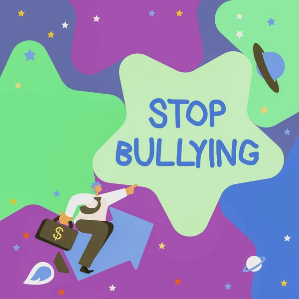 stock image Sign displaying Stop Bullying. Business concept Fight and Eliminate this Aggressive Unacceptable Behavior Gentleman Pointing Finger Star Representing Financial Success.