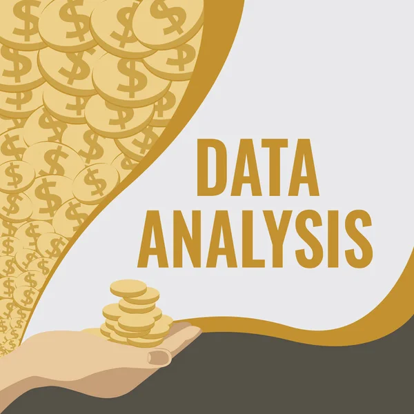 Texto que muestra inspiración Análisis de datos. Concepto de negocio Traducir números a conclusión analítica Pronóstico Palm Llevar dinero para los planes hipotecarios para el hogar y la oficina. —  Fotos de Stock