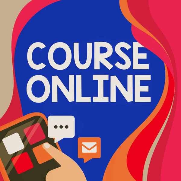 İlham veren Course Online metni. İnternet Konsepti eLearning Elektronik Eğitim Uzaktan Çalışması Dijital Sınıf Parmak Basma Uygulama Düğmesi Sunar Küresel Ağ Bağlantısı. — Stok fotoğraf