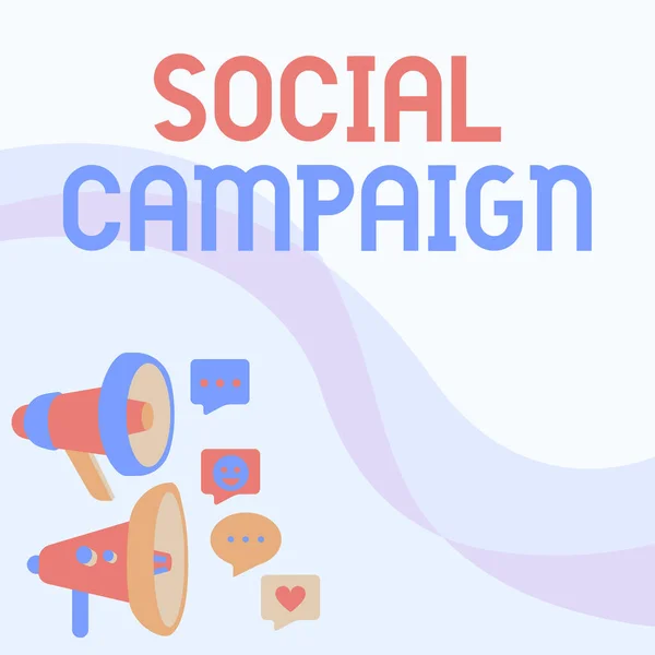 Firma mostrando la Campagna Sociale. Concetto significato utilizzare la piattaforma di social media per migliorare la consapevolezza del marchio Megafoni Disegno Dare commenti positivi Fare annuncio — Foto Stock