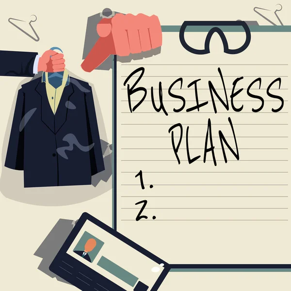 Handwriting text Business Plan. Concept meaning Structural Strategy Goals and Objectives Financial Projections Hands Holding Uniform Showing New Open Career Opportunities. — Stock Photo, Image