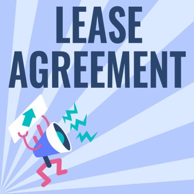 Kira sözleşmesini gösteren bir mesaj. İş konsepti koşullarına ilişkin sözleşmede kira sözleşmesi Megaphone 'un Önemli İleti Sunumu Detaylı Raporu' nu göstermesi kabul edildi