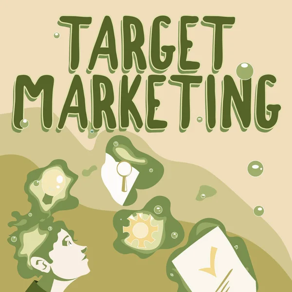 Writing displaying text Target Marketing. Word Written on Market Segmentation Audience Targeting Customer Selection Illustration Of A Man Standing Coming Up With New Amazing Ideas