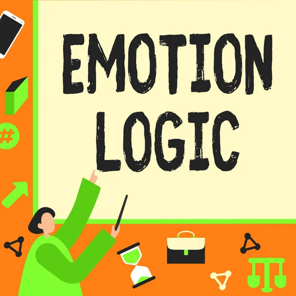 Emotion Logic kézírás jel. Üzleti áttekintés Szív vagy Agy Lélek vagy Intelligencia Zavartság Egyenlő egyensúly Üzletember Ujjlenyomat-prezentációs Testület Tervezési projektek képviselete. — Stock Fotó