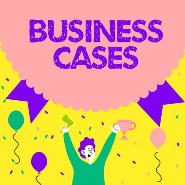 İş davalarını gösteren bir tabela. İnternet Konsepti, beklenen ticari fayda esas alınarak Man Holding Trophy Performansını Balonlarla çevrili olarak kutluyor.