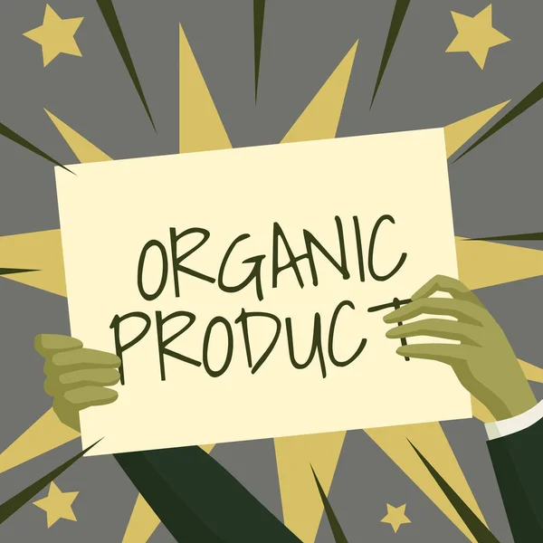 Inspiráció mutatja jelét Organikus termék. Üzleti megközelítés az ökológiai mezőgazdaság által előállított anyagokból Hands Holding Paper Új ötletek megjelenítése Csillagokkal körülvéve. — Stock Fotó