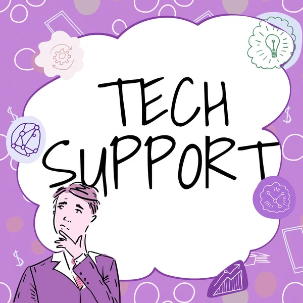 Konzeptionelle Bildunterschrift: Tech Support. Unternehmensübersicht Unterstützung von Personen, die technische Probleme haben Geschäftsmann Innovatives Denken Führende Ideen für eine stabile Zukunft. — Stockfoto
