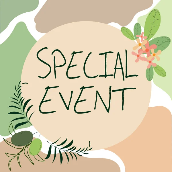 Sign displaying Special Event. Business overview Function to generate money for non profit a Crowded Occassion Blank Frame Decorated With Abstract Modernized Forms Flowers And Foliage. — ストック写真