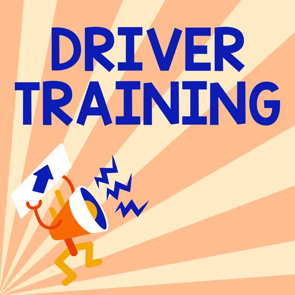 Text zobrazující inspiraci Driver Training. Obchodní koncept připravuje nový ovladač pro získání řidičského průkazu Megaphone Zobrazování důležitých zpráv Podrobná zpráva — Stock fotografie