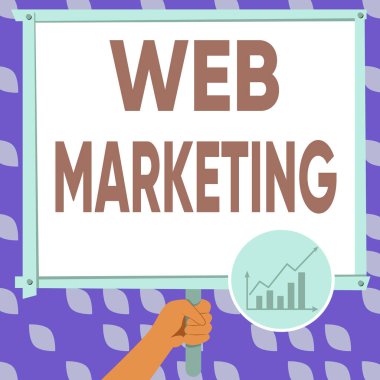 Web Pazarlama 'dan ilham alındığını gösteren metin. Online satıcı Hand Holding Paneli aracılığıyla son mali büyüme stratejilerini gösteren Elektronik Ticaret Reklamları anlamına gelen kavram.