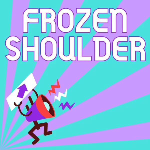 Handstil text Frozen Shoulder. Konceptuell bild som kännetecknas av stelhet och smärta i skulderleden Megafon Visa viktigt meddelande Exhibiting Detaljerad rapport — Stockfoto