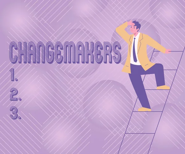 Bildunterschrift: Changemakers. Geschäftsidee Young Turk Influencers Acitivists Urbanization Fashion Gen X Gentleman In Suit Stehleiter Suchen Neueste Plan-Ideen. — Stockfoto