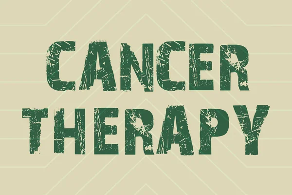 Концептуальная подпись "Лечение рака". Обзор бизнеса по лечению рака у пациента часто с помощью химиотерапии Линия иллюстрированные фоны с различными формами и цветами. — стоковое фото