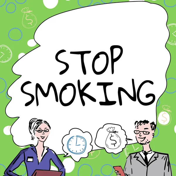 Fogalmi megjelenítés Dohányzás abbahagyása. Internet Concept A dohányfüggőség használatának megszüntetése vagy abbahagyása A Whiteboard Brainstorming új megoldásai. — Stock Fotó