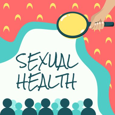 Cinsel Sağlığa İlham Veren Mesaj. İnternet Konsepti Sağlıklı Vücut Tatmin Edici Cinsel Hayata Olumlu İlişkiler Elde Tutuşan Cam Büyütme Sosyo Ekonomik Yapıyı İnceleme.