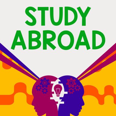 Yurtdışında Çalışma 'yı gösteren bir imza. Yabancı bir ülkede eğitim fırsatlarını takip eden iş fikri Fikirleri Birleştiren Fikirler Yenilikçi Stratejiler Yaratan Takım Çalışmaları.