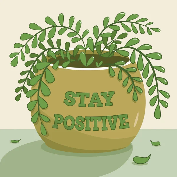 Sign displaying Stay Positive. Word Written on Engage in Uplifting Thoughts Be Optimistic and Real Frame Decorated With Colorful Flowers And Foliage Arranged Harmoniously. — ストック写真