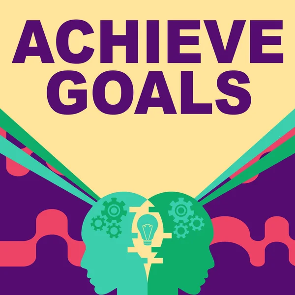 Schild mit der Aufschrift Achieve Goals. Konzept bedeutet ergebnisorientierte Reach Target Effective Planning Succeed Minds, die Ideen kombinieren und innovative Strategien entwickeln, die Teamwork zeigen. — Stockfoto