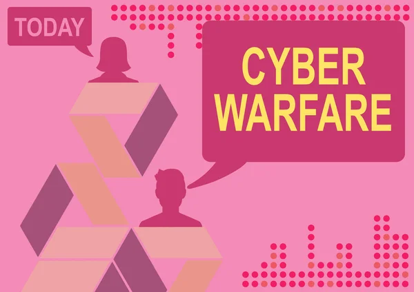 Cyber Warfare-t ábrázoló üzenet. Üzleti koncepció Virtuális háború Hackerek rendszer támadások Digitális tolvaj Stalker Sikeres online kommunikációs kollégák elérve csapatmunka. — Stock Fotó