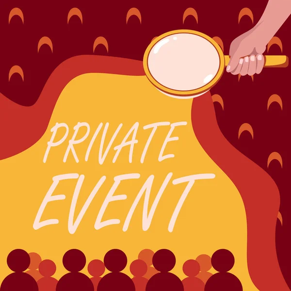 Handwriting text Private Event. Business approach Exclusive Reservations RSVP Invitational Seated Hand Holding Magnifying Glass Examining Socio Economic Structure. — Stock Photo, Image