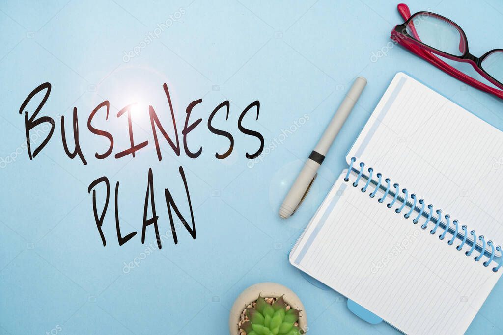 Text sign showing Business Plan. Business approach Structural Strategy Goals and Objectives Financial Projections Flashy School Office Supplies, Teaching Learning Collections, Writing Tools,