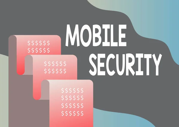 Håndskrift tegn Mobile Security. Word til beskyttelse af mobiltelefon mod trusler og sårbarheder Fil papir, der repræsenterer fremtidige finansielle planer beregning realkreditlån. - Stock-foto