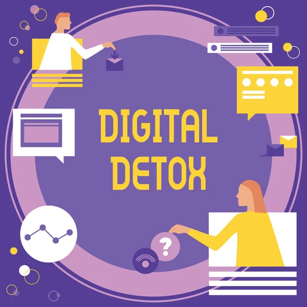 Textový text Digital Detox. Obchodní koncept Zdarma elektronických zařízení Odpojit k odpojení odpojených kolegů Diskuse o budoucích plánech projektů. — Stock fotografie