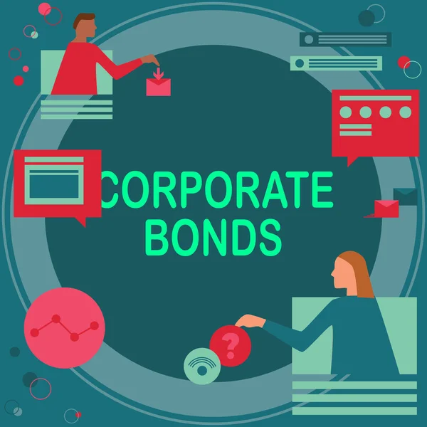 Handschriftlicher Text Corporate Bonds. Konzept bedeutet, dass Unternehmen aus den unterschiedlichsten Gründen Geld aufbringen.. — Stockfoto