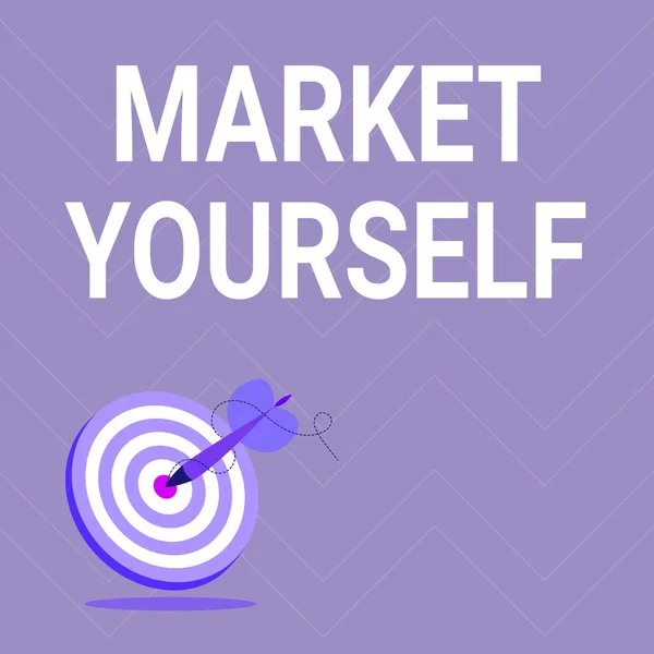 Handschriftliches Zeichen Market Yourself. Konzept bedeutet, sich für jede Art von Aufgabe und Projekt im Leben zu rüsten., — Stockfoto
