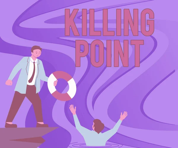 Señal de escritura a mano Killing Point. Revisión de Fase Final del Concepto de Internet Evaluación del Proyecto Stage Gate No Go Gentleman in Suit Helping Colleague Representing Successful Teamwork. —  Fotos de Stock