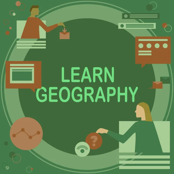 Εννοιολογική απεικόνιση Μάθετε Γεωγραφία. Μελέτη επιχειρηματικής προσέγγισης των φυσικών χαρακτηριστικών της γης και της ατμόσφαιράς της Συνάδελφοι Έχοντας Online Συνάντηση Συζητώντας Μελλοντικά Σχέδια Έργου. — Φωτογραφία Αρχείου