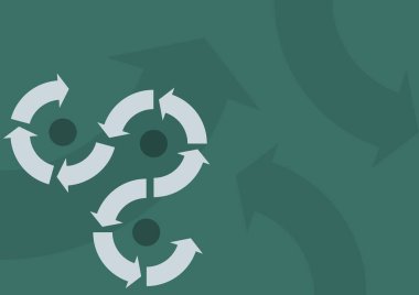 Soyut ok sembolü tasarımı başarılı proje döngülerini sembolize ediyor. Başarılı finansal hedef planlarını gösteren diyagram çizelgesi.