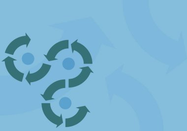 Soyut ok sembolü tasarımı başarılı proje döngülerini sembolize ediyor. Başarılı finansal hedef planlarını gösteren diyagram çizelgesi.