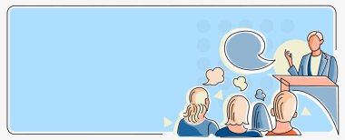 Halkın önünde konuşma yapan kişi en yeni proje stratejilerini sergiliyor ve istikrarlı bir ekonomi yaratıyor. İnsanların yenilikçi düşünceler sergilemesi amaçlara ulaşması.