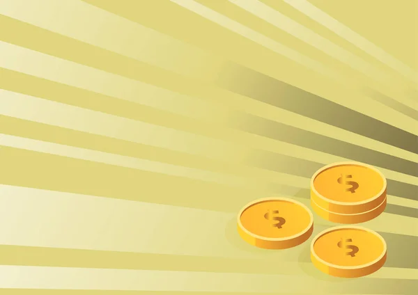 Guldmynt som representerar framtida finansiella planer för att framgångsrikt beräkna hypotekslån. Pengar som visar de senaste beräkningarna om de senaste investeringsprojekten. — Stock vektor