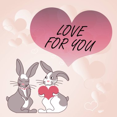 İlham, sana olan sevgiyi gösteriyor. İş görüşü. Sevgili tavşanlara duyulan sevgi. Kalp şeklinde hediyeler.