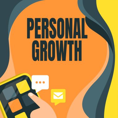 El yazısı tabelası Kişisel Büyüme. Kavramsal fotoğraf becerilerinizi geliştirin yeni malzemeler öğrenin Parmak Basma Uygulama Düğmesi Sunar Küresel Ağ Bağlantısı.