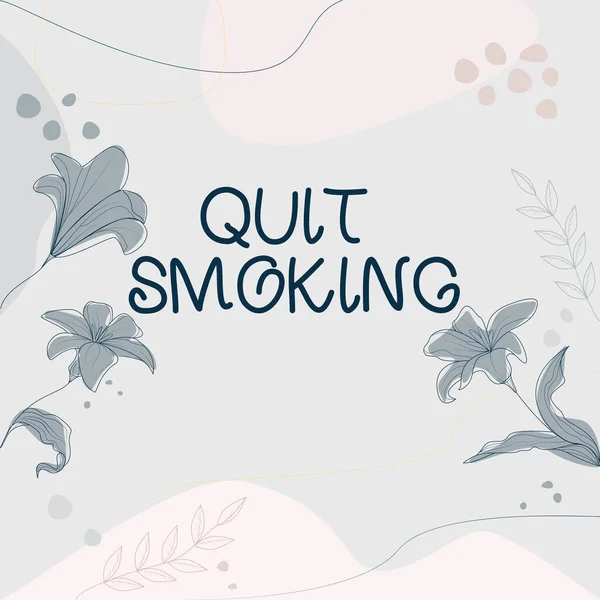 Text caption presenting Quit Smoking. Conceptual photo Discontinuing or stopping the use of tobacco addiction Blank Frame Decorated With Abstract Modernized Forms Flowers And Foliage. — Stock fotografie
