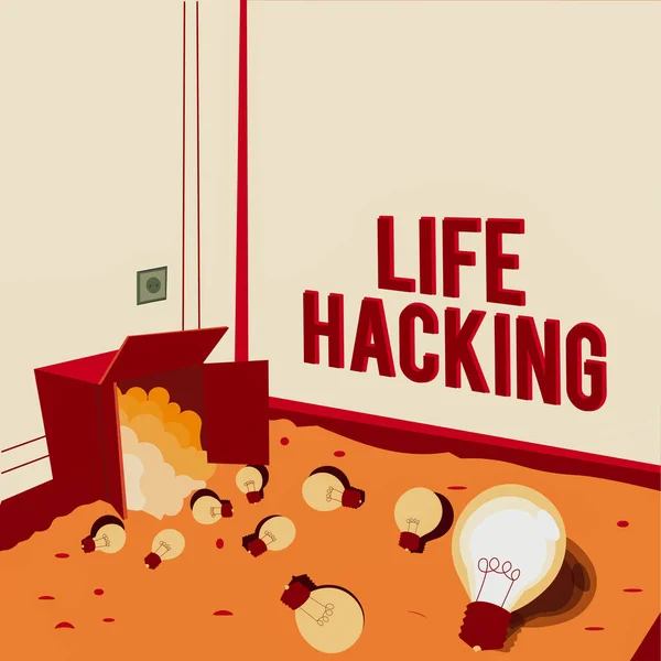Sign displaying Life Hacking. Word Written on Simple and clever techniques in accomplishing task easily Light bulbs spilled out box symbolizing innovative thinking.