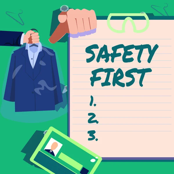 Önce Güvenlik 'i göster. İşletme yaklaşımı gereksiz risklerden kaçının. Dikkatli yaşayın. Dikkat edin..