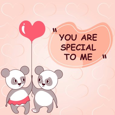 Benim için özel olduğunu gösteren bir mesaj. Sevgililer Günü 'nde sevgililer günü balonu taşıyan sevgili tutkulu bir çifti temsil eder..